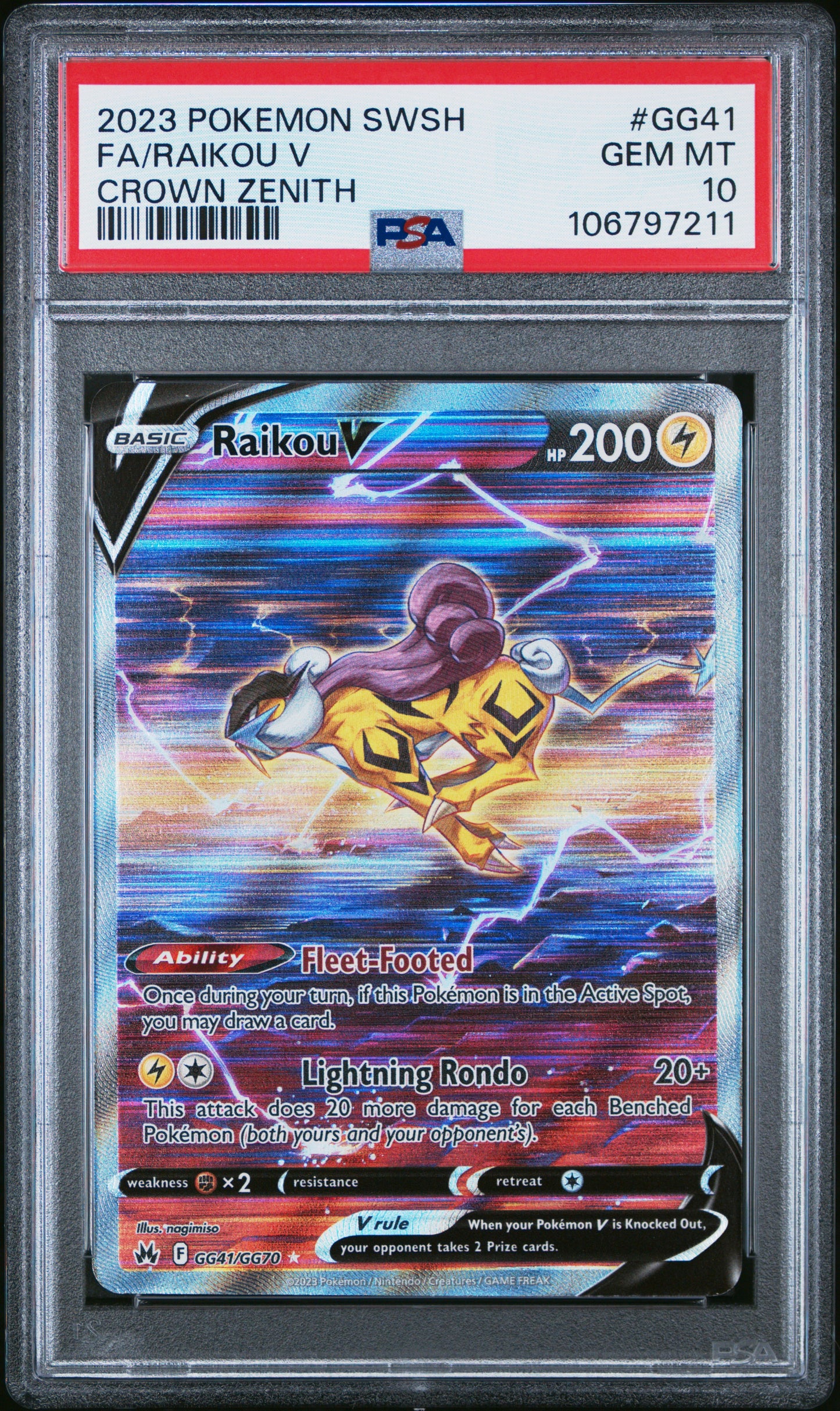 PSA 10 Raikou V #GG41 Pokemon Crown Zenith