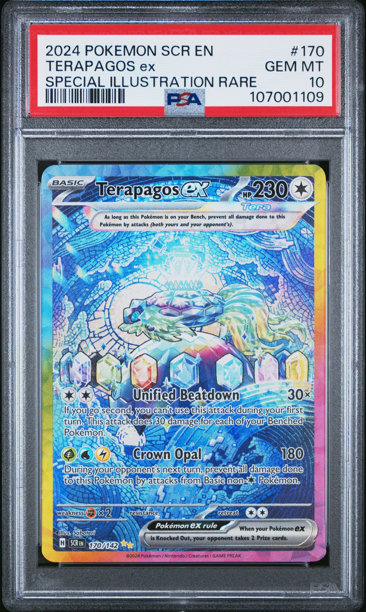 PSA 10 Terapagos ex #170 Pokemon Stellar Crown
