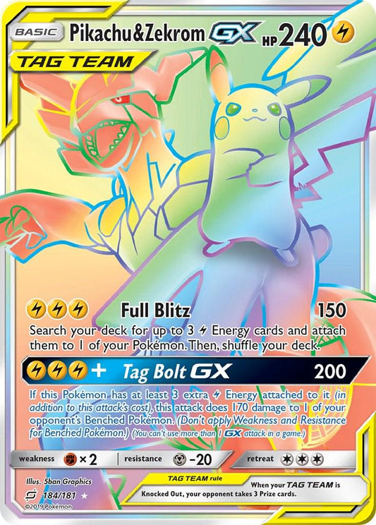 Pikachu & Zekrom GX #184 Pokemon Team Up