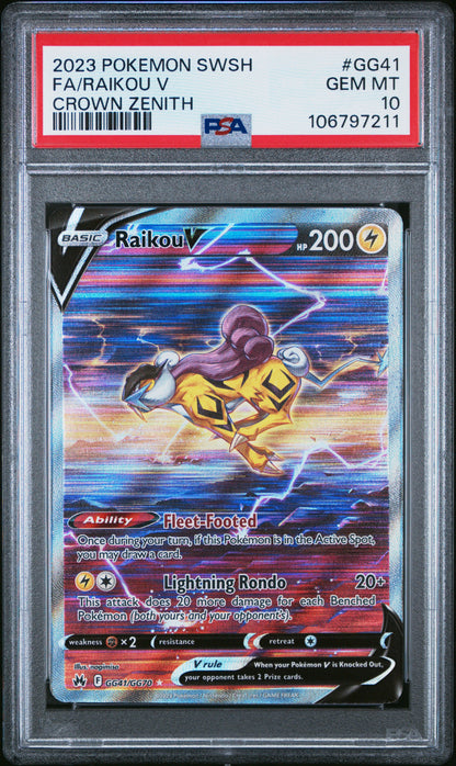 PSA 10 Raikou V #GG41 Pokemon Crown Zenith