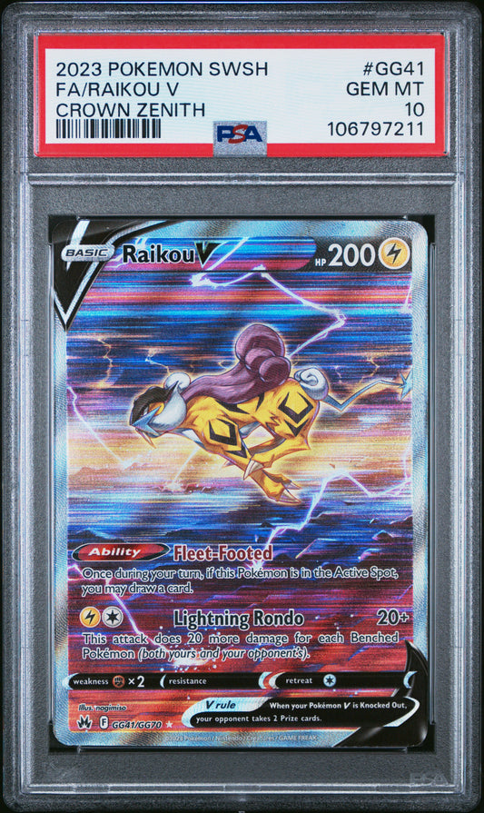 PSA 10 Raikou V #GG41 Pokemon Crown Zenith