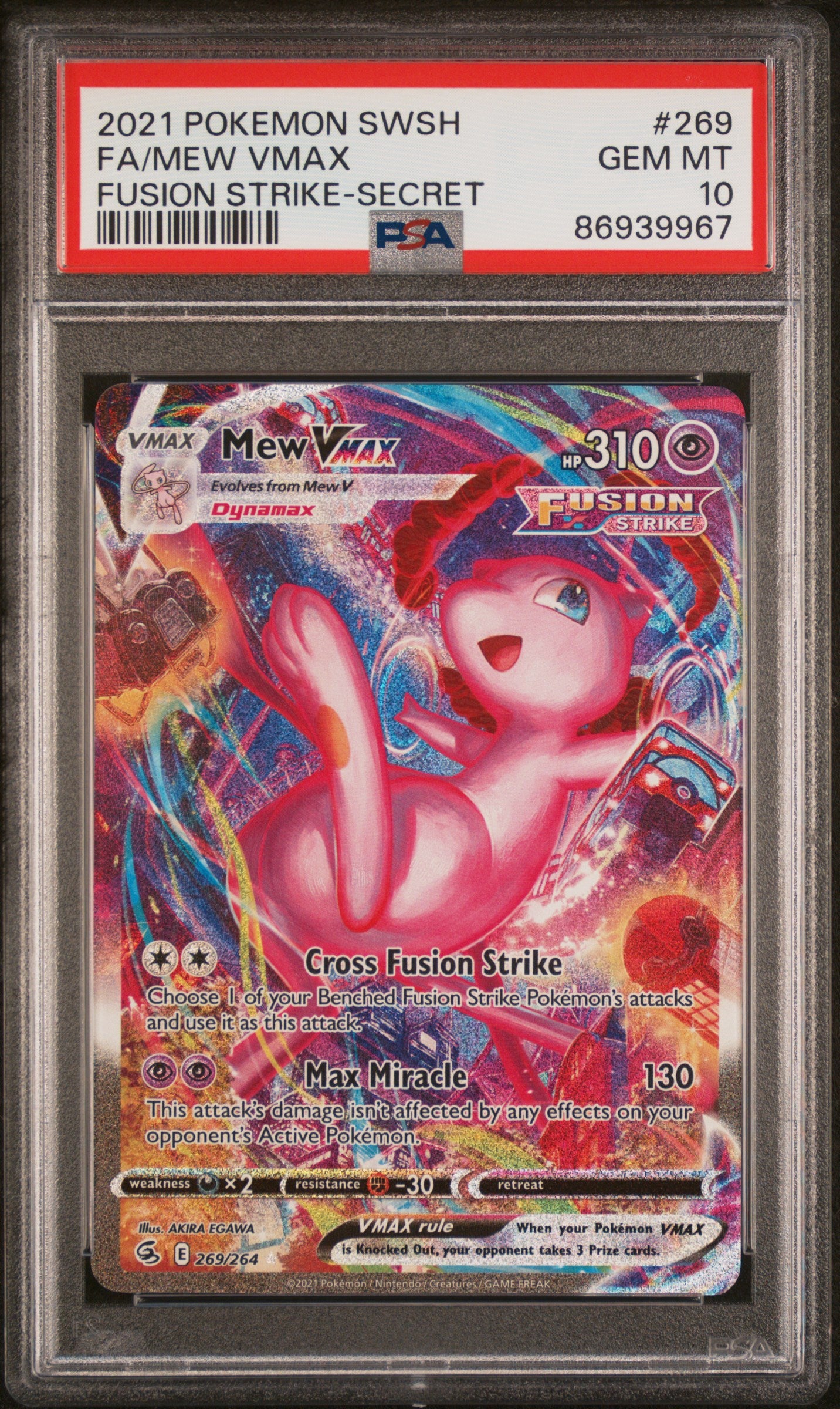 PSA 10 Mew VMAX #269 Pokemon Fusion Strike